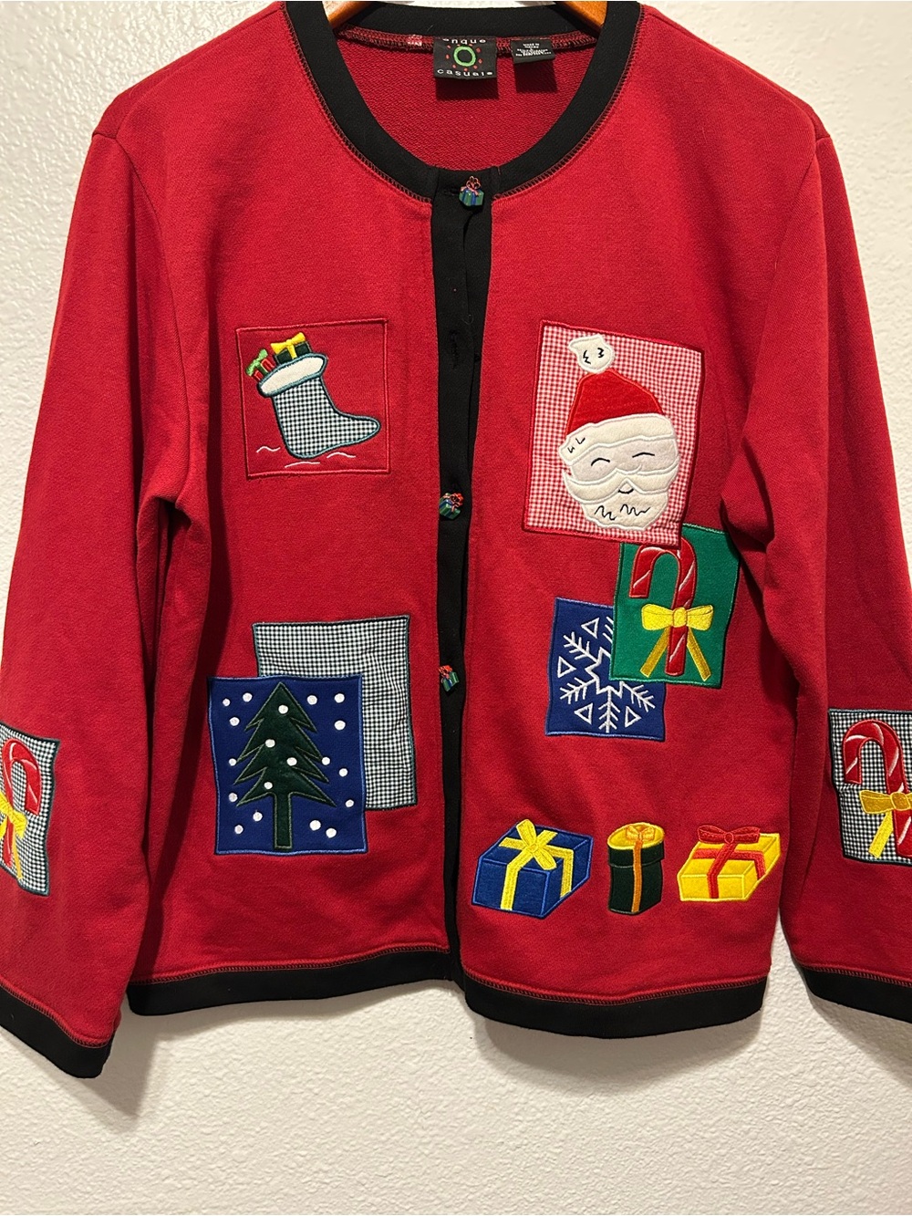 Onque Casuals Red and Black Women Sweater